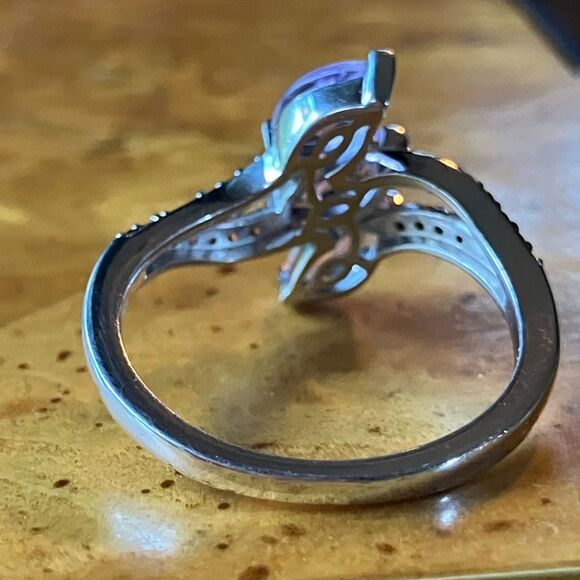 Moroccan Amethyst Red Garnet Sterling Silver Ring Size 9 - Picture 5 of 9